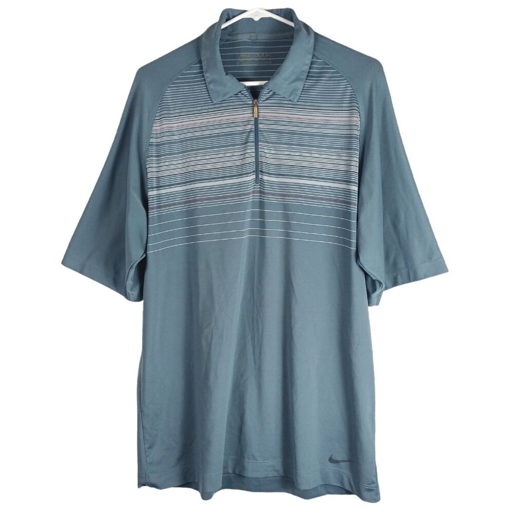 Nike Golf Blue Stripe 1/4 Zip Polo Shirt M